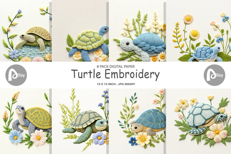 Digital Paper Turtle Embroidery Digital Pattern artnoy 