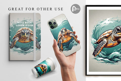 Digital Paper Turtle Swimming Digital Pattern artnoy 