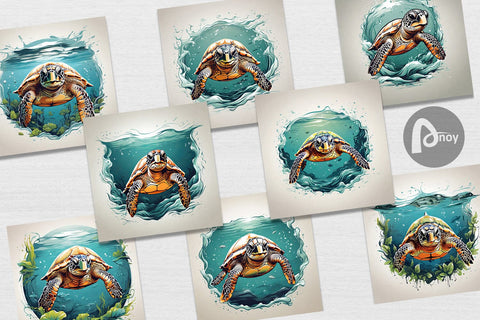 Digital Paper Turtle Swimming Digital Pattern artnoy 