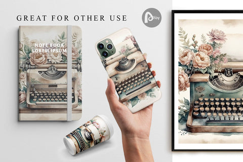 Digital Paper Typewriter Digital Pattern artnoy 