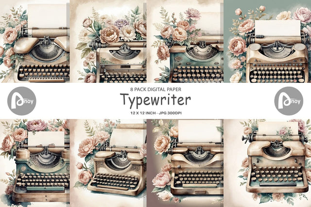 Digital Paper Typewriter Digital Pattern artnoy 