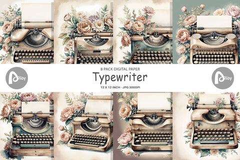 Digital Paper Typewriter Digital Pattern artnoy 