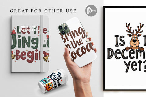 Digital Paper Ugly Cute Christmas Countdown: Quirky Quotes Digital Pattern artnoy 