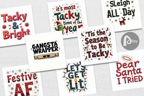 Digital Paper Ugly Sweater Sayings: Tacky & Trendy Quotes Digital Pattern artnoy 