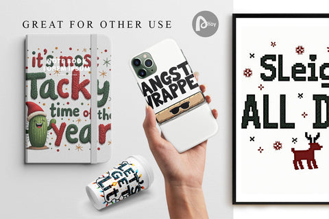 Digital Paper Ugly Sweater Sayings: Tacky & Trendy Quotes Digital Pattern artnoy 