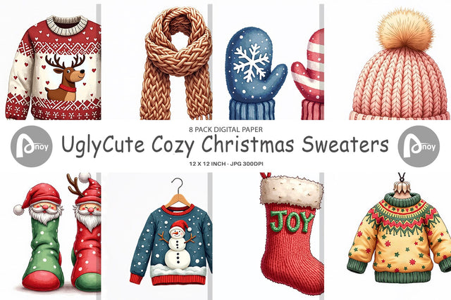 Digital Paper UglyCute Christmas Sweaters Digital Pattern artnoy 