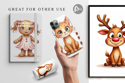 Digital Paper UglyCute Gingerbread Pals Watercolor Digital Pattern artnoy 