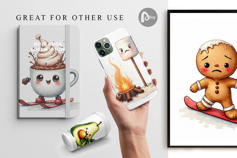 Digital Paper UglyCute Winter Food & Drinks Digital Pattern artnoy 