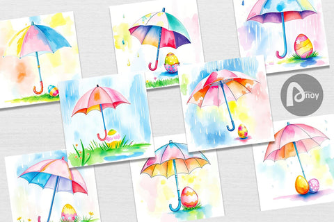 Digital Paper Umbrella and Egg Digital Pattern artnoy 