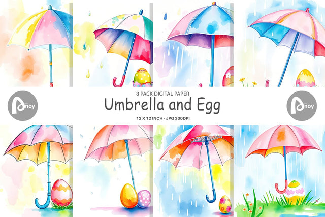 Digital Paper Umbrella and Egg Digital Pattern artnoy 
