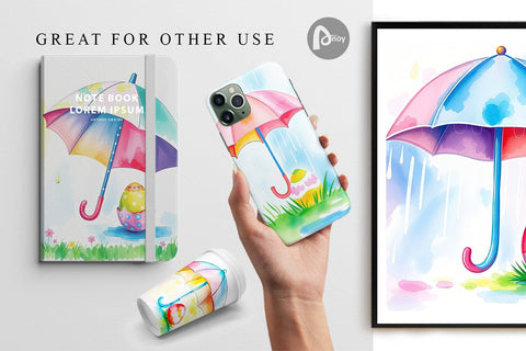 Digital Paper Umbrella and Egg Digital Pattern artnoy 