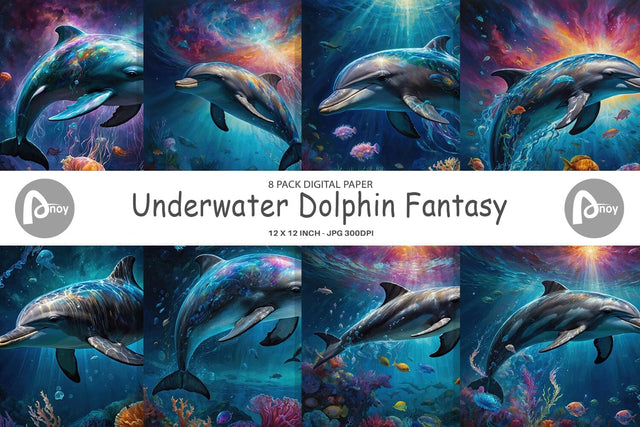 Digital Paper Underwater Dolphin Digital Pattern artnoy 