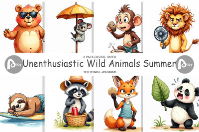 Digital Paper Unenthusiastic Wild Animals Summer Digital Pattern artnoy 