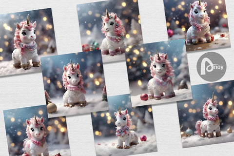 Digital Paper Unicorn Christmas Digital Pattern artnoy 