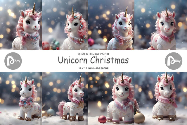 Digital Paper Unicorn Christmas Digital Pattern artnoy 