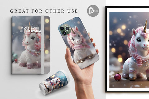 Digital Paper Unicorn Christmas Digital Pattern artnoy 