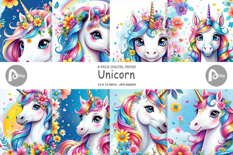 Digital Paper Unicorn Digital Pattern artnoy 