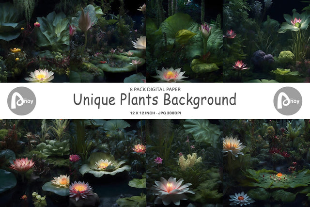 Digital Paper Unique Plants Background Digital Pattern artnoy 