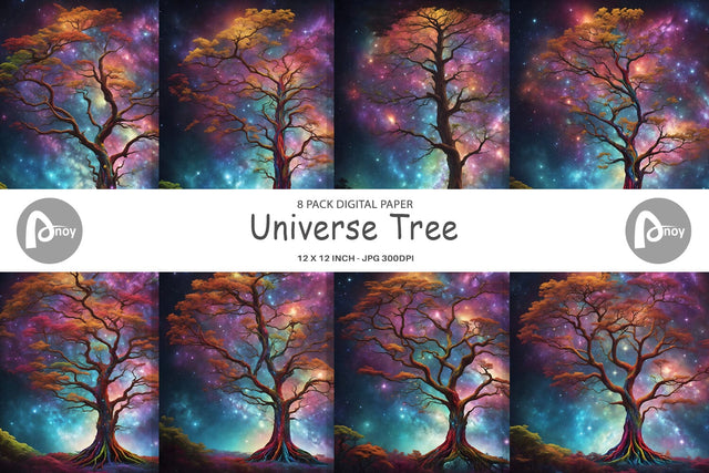 Digital Paper Universe Tree Digital Pattern artnoy 