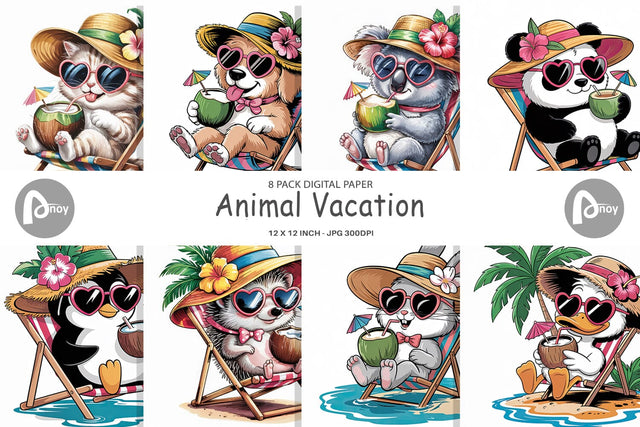 Digital Paper Vacation Animal Digital Pattern artnoy 