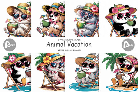 Digital Paper Vacation Animal Digital Pattern artnoy 