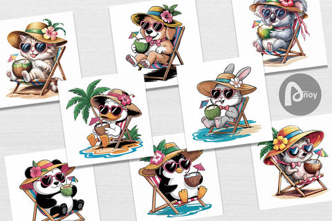 Digital Paper Vacation Animal Digital Pattern artnoy 