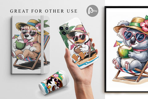 Digital Paper Vacation Animal Digital Pattern artnoy 