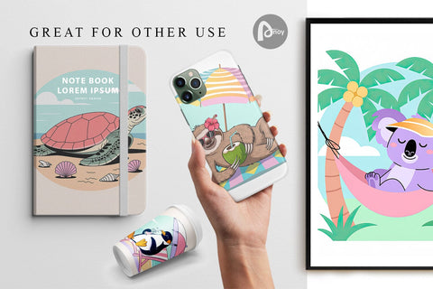 Digital Paper Vacation Animals Digital Pattern artnoy 