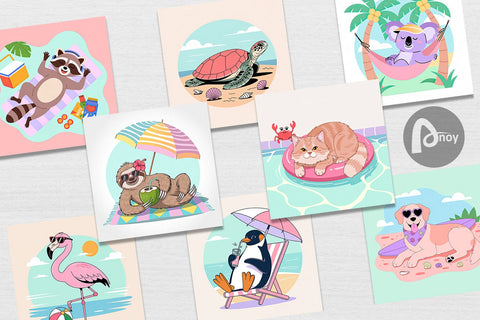 Digital Paper Vacation Animals Digital Pattern artnoy 