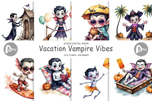 Digital Paper Vacation Vampire Vibes Digital Pattern artnoy 