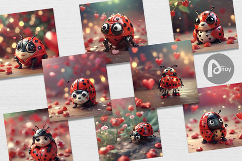Digital Paper Valentine Animal Ladybug Digital Pattern artnoy 