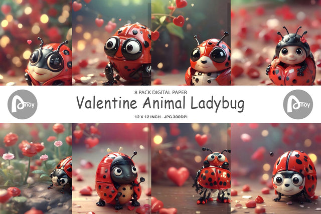 Digital Paper Valentine Animal Ladybug Digital Pattern artnoy 