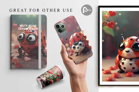 Digital Paper Valentine Animal Ladybug Digital Pattern artnoy 