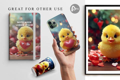 Digital Paper Valentine Baby Chicken Digital Pattern artnoy 