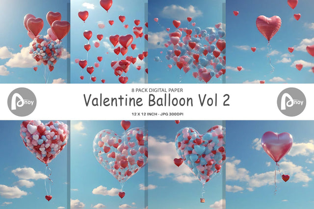 Digital Paper Valentine Balloon Digital Pattern artnoy 