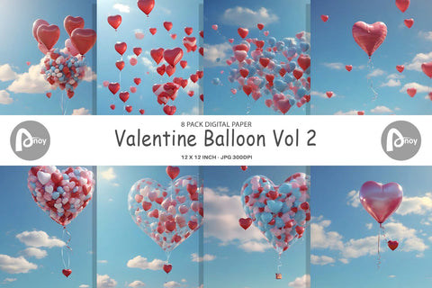 Digital Paper Valentine Balloon Digital Pattern artnoy 