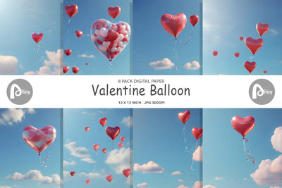Digital Paper Valentine Balloon Digital Pattern artnoy 