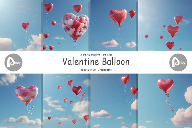 Digital Paper Valentine Balloon Digital Pattern artnoy 