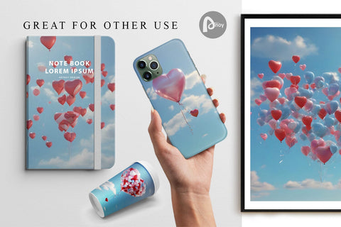 Digital Paper Valentine Balloon Digital Pattern artnoy 