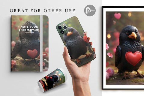 Digital Paper Valentine Bird Crow Digital Pattern artnoy 