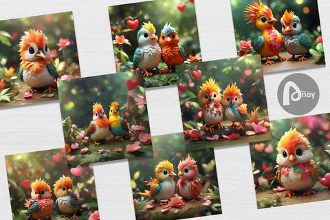 Digital Paper Valentine Bird Paradise Digital Pattern artnoy 