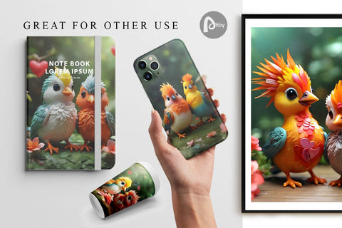 Digital Paper Valentine Bird Paradise Digital Pattern artnoy 