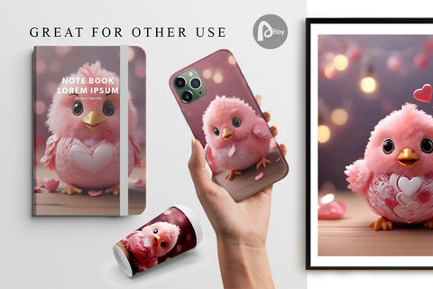 Digital Paper Valentine Bird Pink Digital Pattern artnoy 