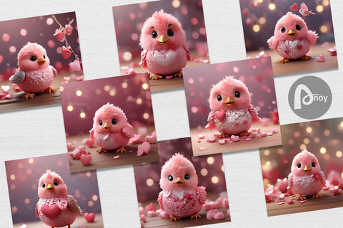 Digital Paper Valentine Bird Pink Digital Pattern artnoy 
