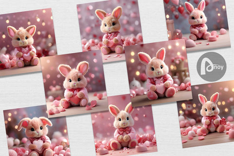 Digital Paper Valentine Bunny Digital Pattern artnoy 