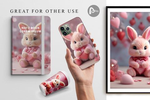 Digital Paper Valentine Bunny Digital Pattern artnoy 