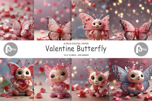 Digital Paper Valentine Butterfly Digital Pattern artnoy 