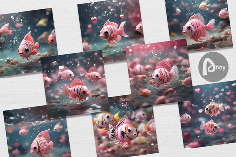 Digital Paper Valentine Butterflyfish Digital Pattern artnoy 