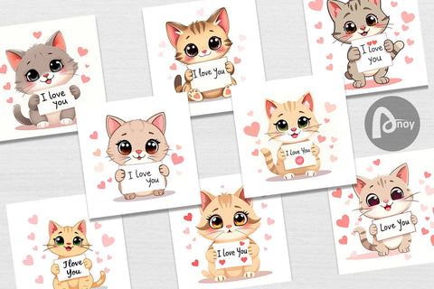Digital paper Valentine Cat Cartoon Digital Pattern artnoy 