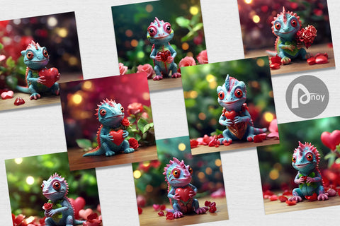 Digital Paper Valentine Chameleon Digital Pattern artnoy 